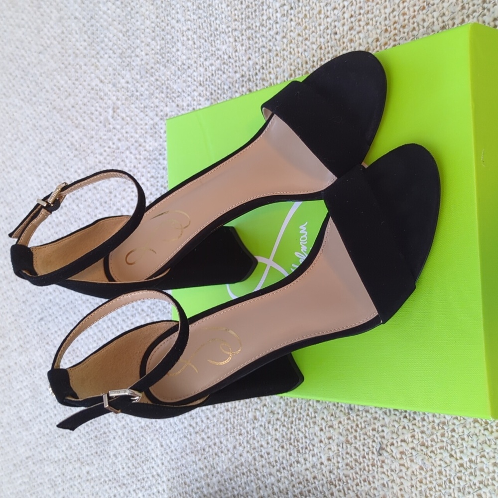 Sam Edelman Yaro Block Heel Sandal - Black Suede Sz 8